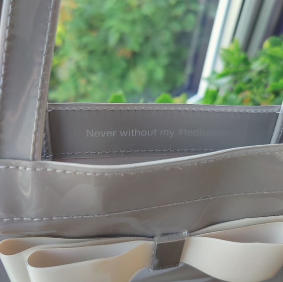 TED BAKER London Large & Small Shopper Tote Bag Duo Set x2 Grey Cream Bow 1 New - Picture 6 of 8